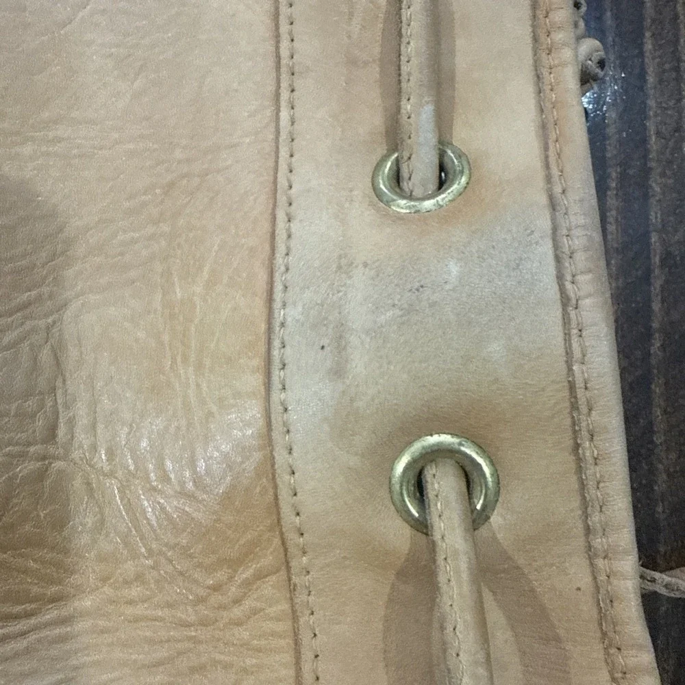 King Ranch Vintage Leather Bucket Purse Camel Color Made In USA Shoulder Bag